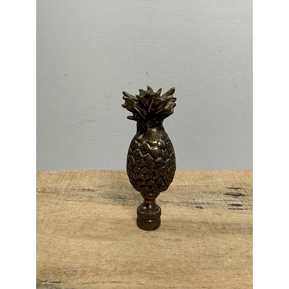 Vintage Solid Brass Pineapple Lamp Finial 3.25 Inch Gold Bronze Tropical Decor